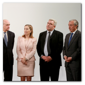 :: Pulse para Ampliar :: 15DIC013.BCN-Perpignan.- Inauguración Alta Velocidad España-Francia. El ministro del Interior, Jorge Fernández Díaz; la ministra de Fomento, Ana Pastor; el ministro delegado de Transportes de Francia, Frédéric Cuvillier; y Julio Gómez Pomar, Presidente de RENFE